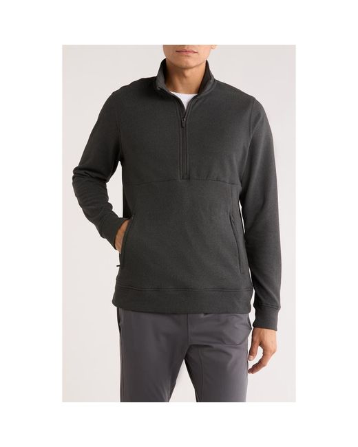 90 Degrees Black Ultra Mélange Fleece Half Zip Sweatshirt for men