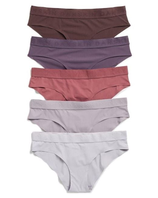 Danskin Purple Assorted 5-Pack Bonded Microfiber Ribbed Hipster Briefs