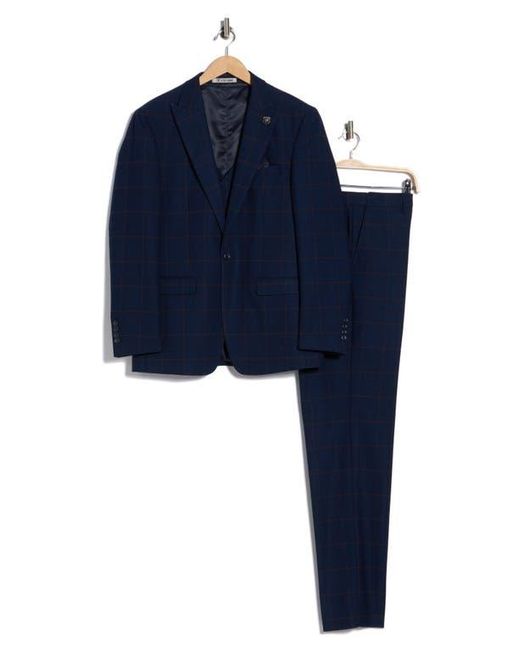 ZEGARIE Blue Glen Plaid Double Breasted 3-Piece Suit for men