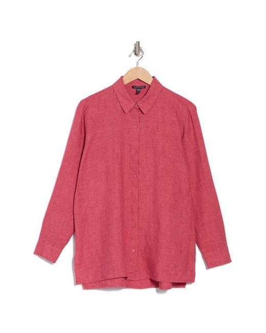 Eileen Fisher Pink Organic Linen Button-Up Shirt