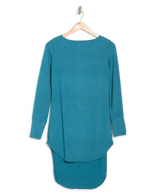Go Couture Blue Boatneck High/Low Hem Tunic Top