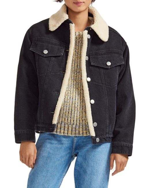 Maje Women's Faux Shearling Collar 