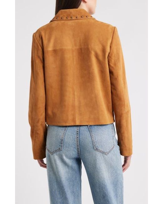 Bernardo Blue Stud Detail Suede Jacket