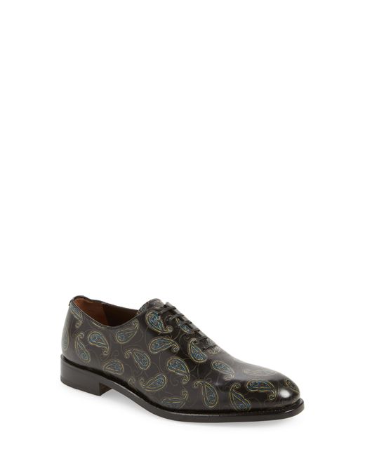 Ferragamo Gray Paisley Leather Oxford Dress Shoe for men