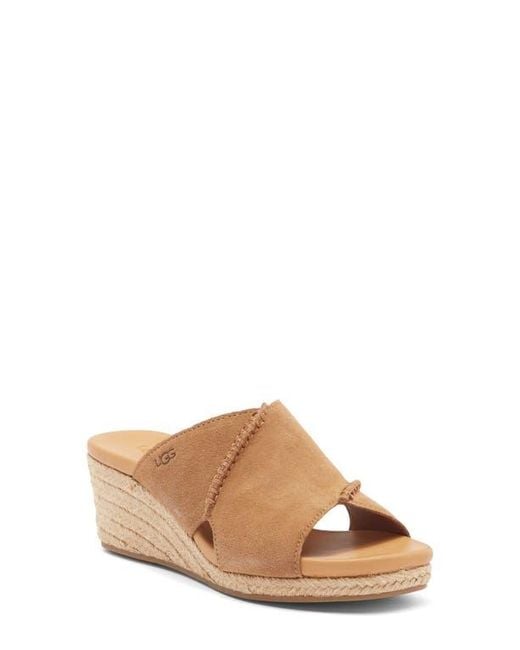 UGG スエード サンダル Taia Wedge Heel Sandal UGG Taia Wedge Heel Sandal in Brown | Lyst