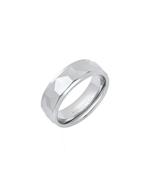 HMY Jewelry Metallic Faceted Tungsten Ring for men