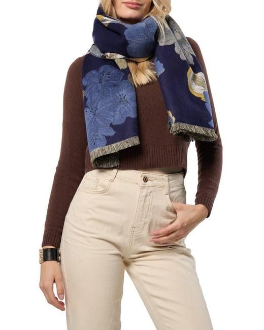 Saachi Blue Metallic Touch Reversible Scarf