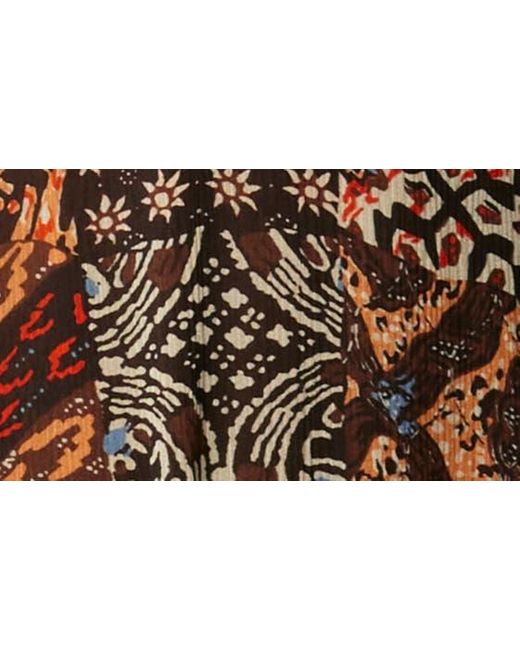 Joie Brown Cecarina Batik Print Silk Blouse