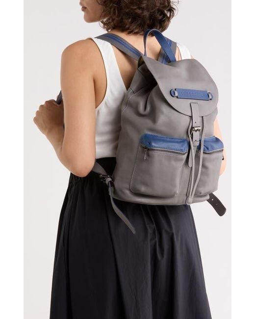 Longchamp Gray Lc3D Medium Leather Backpack