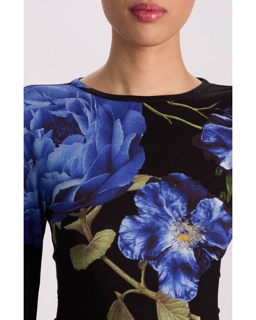 Alice + Olivia Blue Delaina Floral T-Shirt