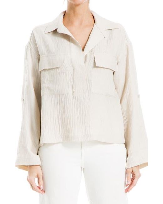 Max Studio White Collared Textured Shirt