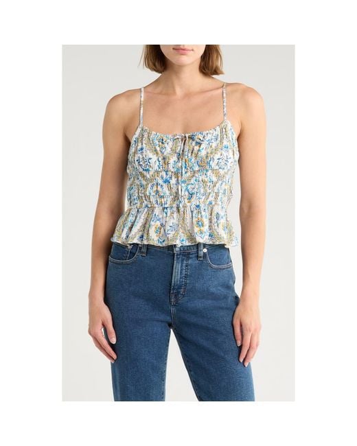 NSR Blue Strappy Smocked Camisole