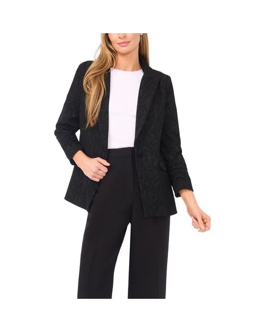 Halogen® Black Scribble Print Scrunch Sleeve Blazer