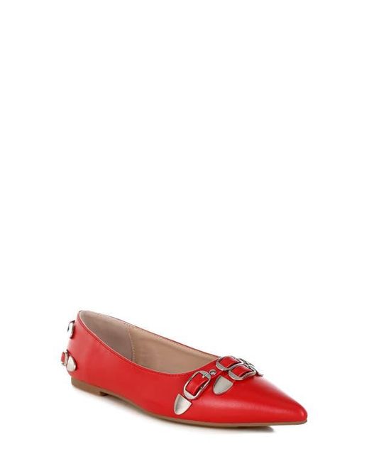 LONDON RAG Red Golini Buckle Ballet Flat