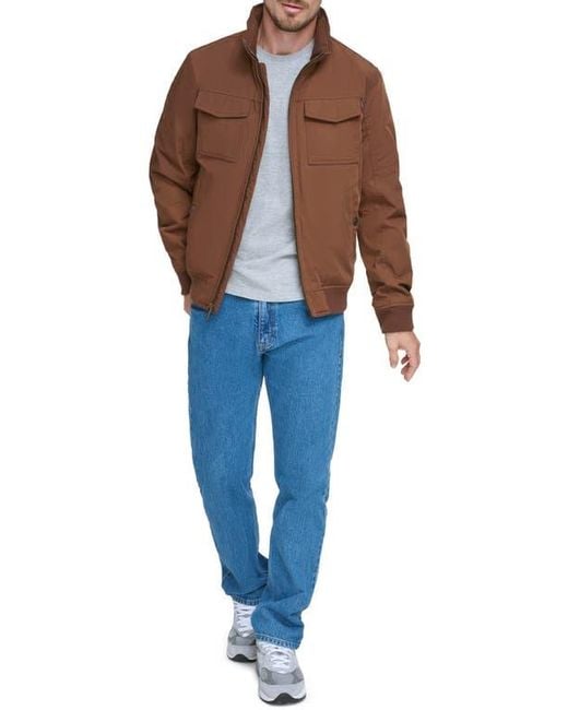Dockers Brown Quilted Lined Flight Bomber Jacket for men