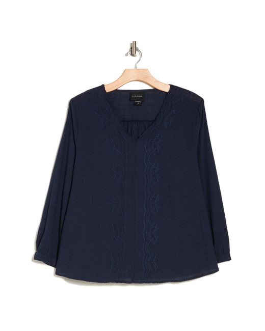 Forgotten Grace Blue Embroidered Cotton Top