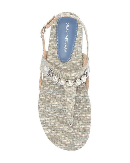 Stuart Weitzman White Perla T-Strap Sandal