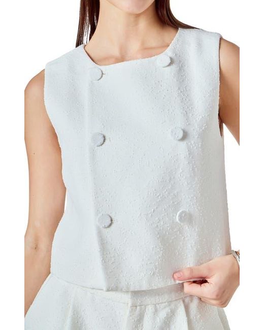 Endless Rose White Double Breasted Crop Top