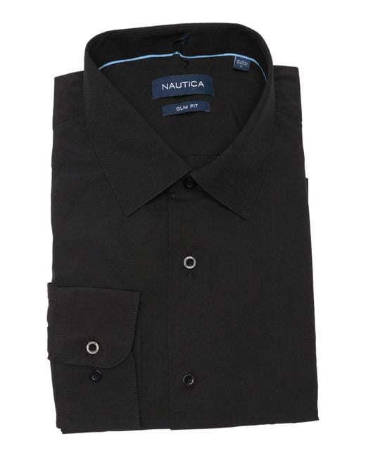 Nautica Black Slim Fit Solid Dress Shirt for men