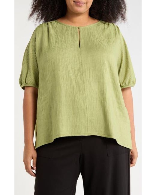 Max Studio Green Bubble Short Sleeve Top