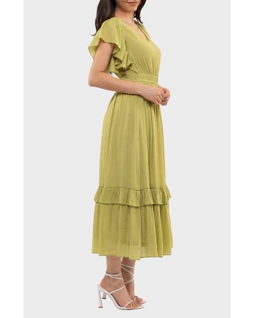 AUGUST SKY Green Flutter Sleeve Maxi Dress