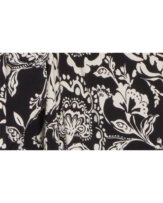London Times Black Floral Elbow Sleeve Side Tie Fit & Flare Midi Dress