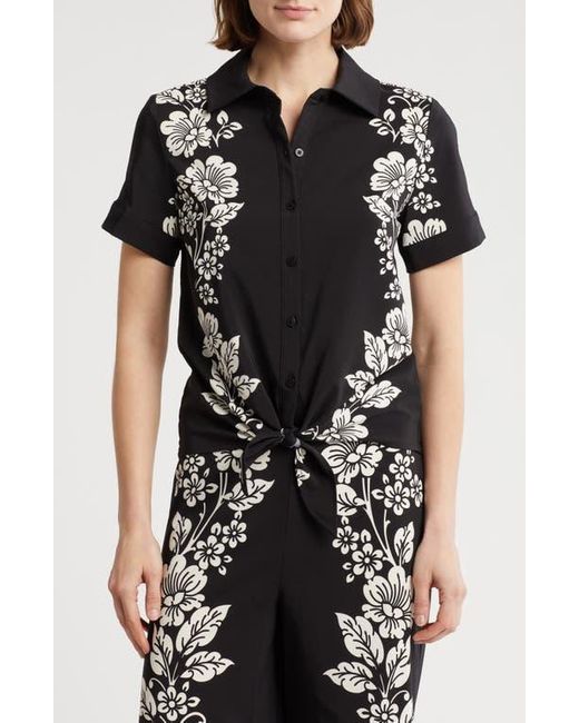 Love By Design Black Suki Tie Front Satin Shirt