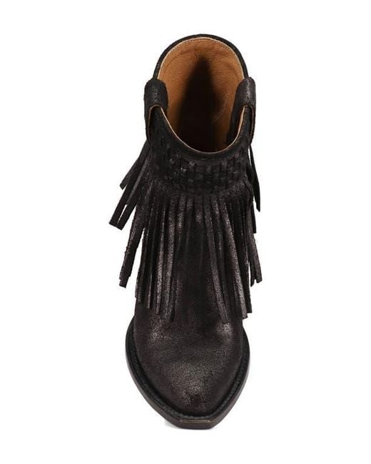 Frye Black Sacha Fringe Bootie