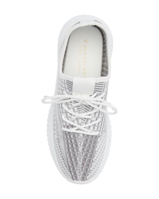 Tahari White Patterned Knit Sneaker