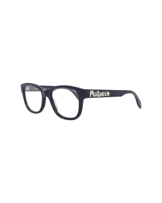 McQueen Black 52Mm Square Optical Glasses for men