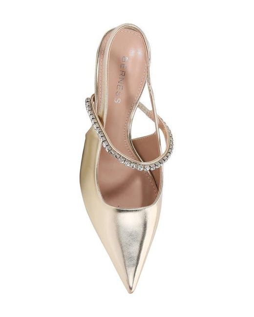 BERNESS Natural Camille Rhinestone Pointed Toe Slingback Pump