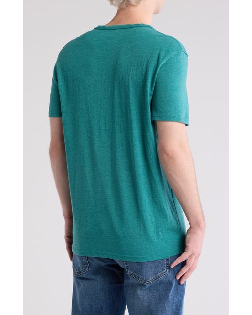 Lucky Brand Green Button Notch Neck T-shirt for men