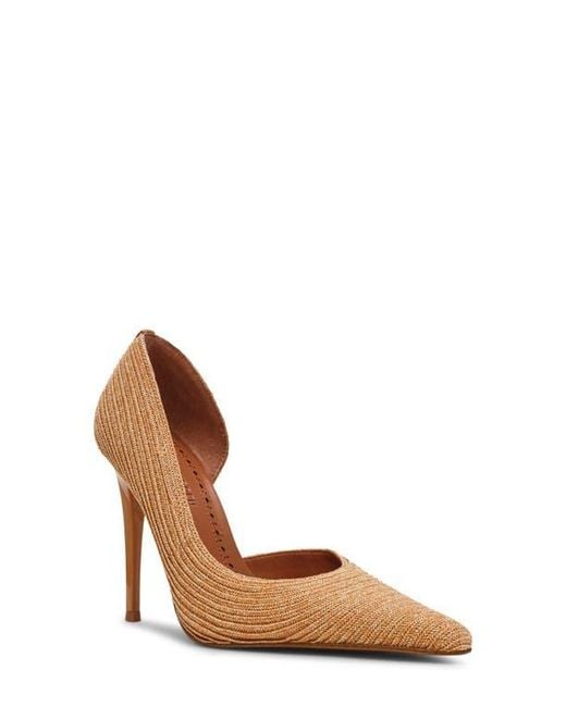 Steve Madden Brown Elegant Raffia Half D'Orsay Pump