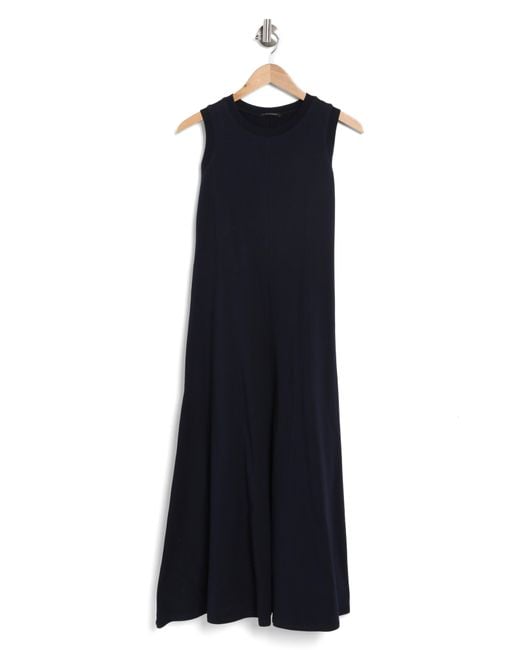 Tahari Blue A-line Stretch Cotton Midi Dress