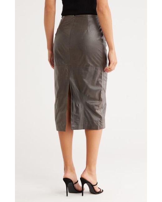 Twp Gray Lola Leather Pencil Skirt