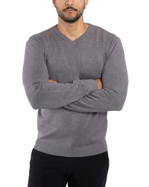 Xray Jeans Gray V-Neck Ribbed Knit Sweater for men