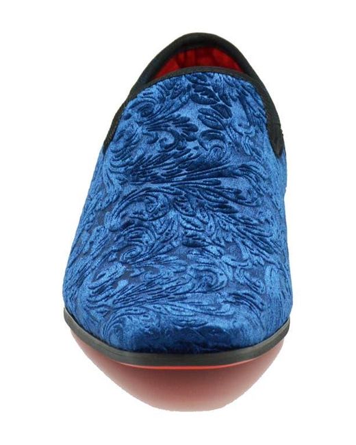 La Milano Blue Broderick Velvet Loafer for men