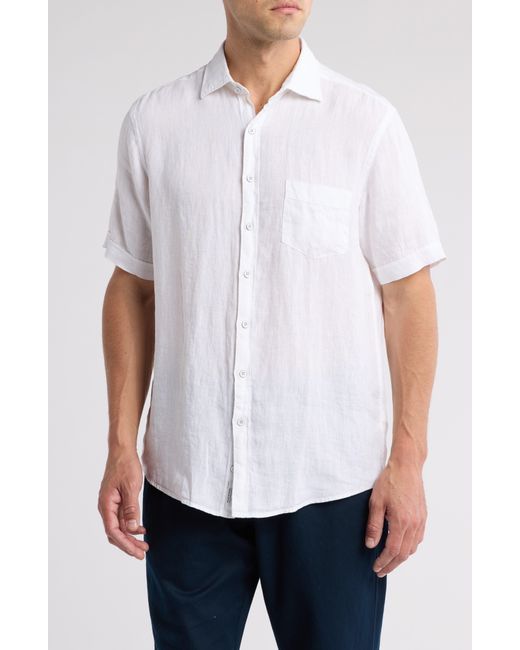 Rodd & Gunn White Waiheke Original Fit Short Sleeve Linen Button-up Shirt for men