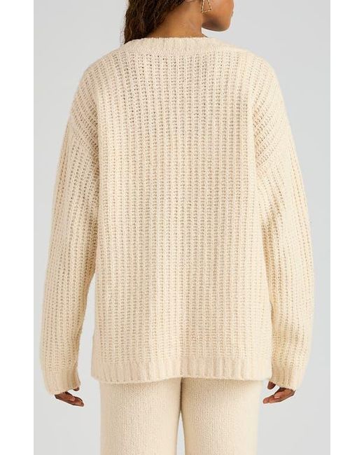 Florence By Mills Natural Open Stitch V-Neck Pullover