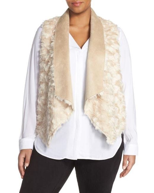 Tart Collections Natural 'Sheri' Drape Front Faux Fur Vest