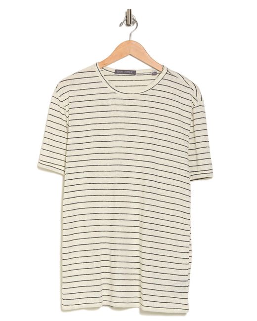 Slate & Stone White Stripe Linen Blend T-shirt for men