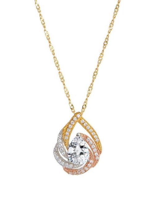 SAVVY CIE JEWELS Metallic Tri-Tone 18K Plated Sterling Cubic Zirconia Pendant Necklace