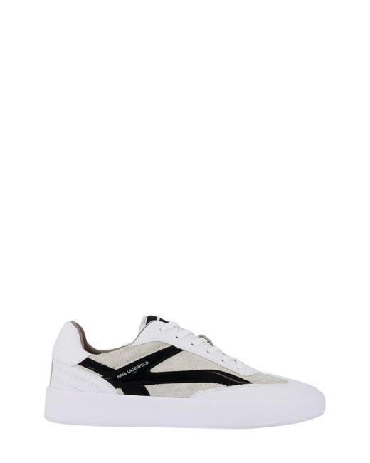 Karl Lagerfeld | Men's Leather/suede Side K Lace Up Sneakers | White for men
