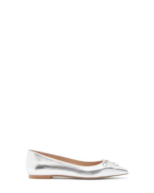 Stuart Weitzman White Gabby Bow Flat