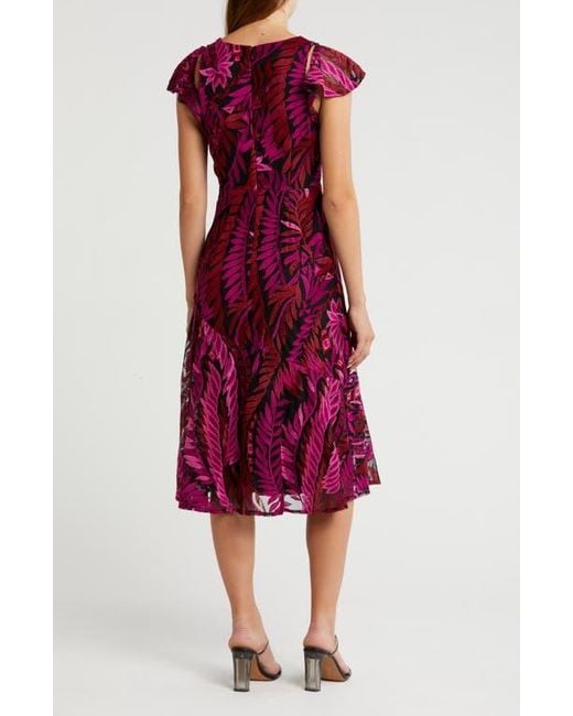 Sam Edelman Leaf Embroidered Midi Dress in Purple | Lyst