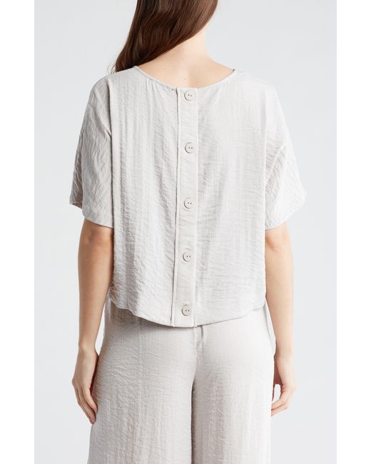 Adrianna Papell White Crinkle Boxy Crop T-shirt