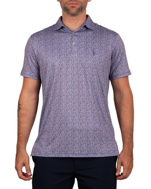 Tailorbyrd Purple Performance Ditzy Print Polo for men
