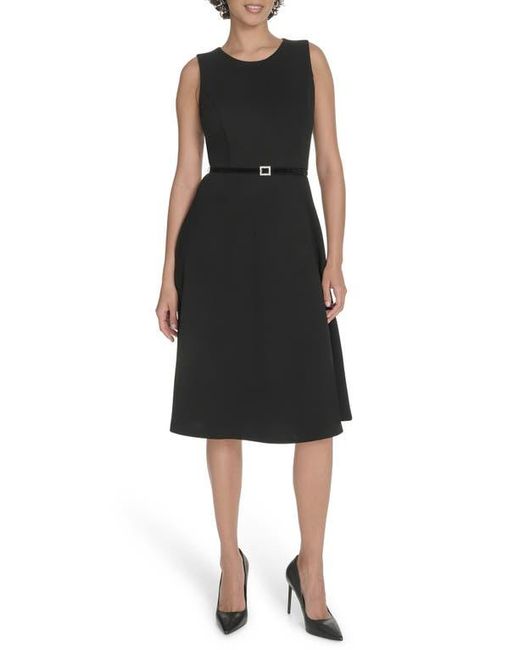 Tommy Hilfiger Black Sleeveless Scuba Crepe Midi Dress
