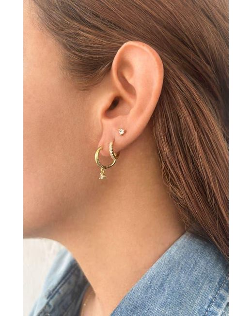 Adornia White Set Of 3 Cubic Zirconia Stud & Huggie Hoop Earrings