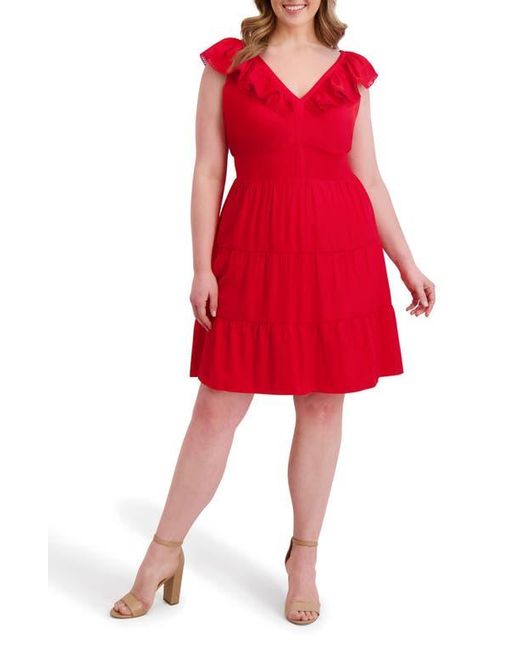Kensie Women's Red Ruffle Fit & Flare Minidress - coffeafoods.com